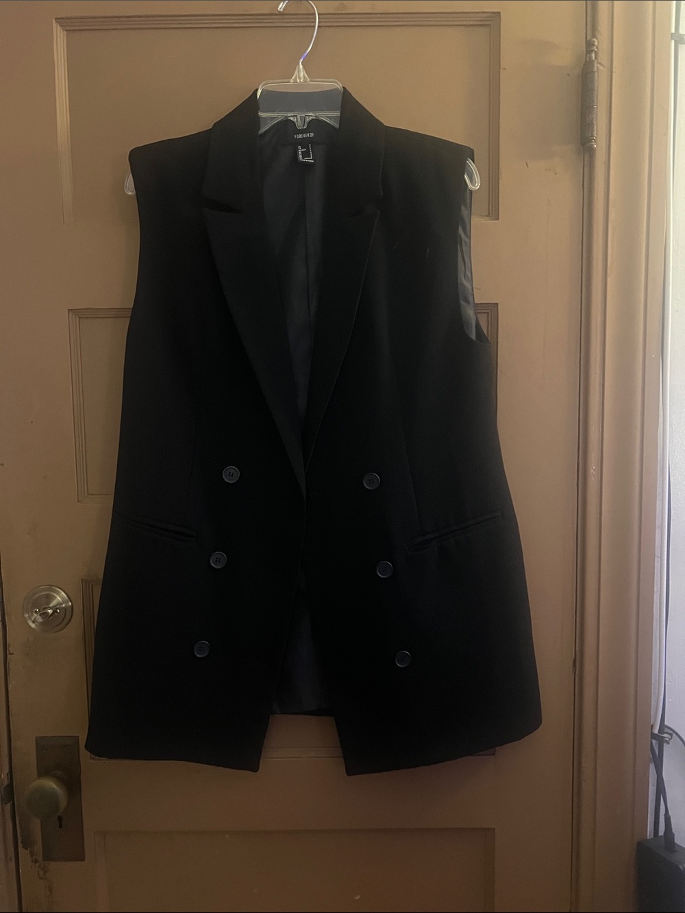 Forever 21 Black Double-Breasted Sleeveless Blazer Vest